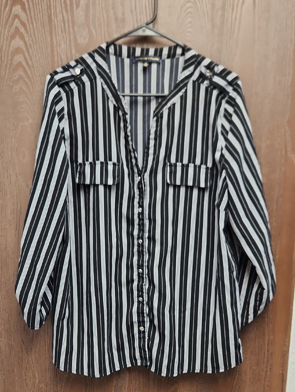 Adrienne Vittadini Black and White Striped Blouse